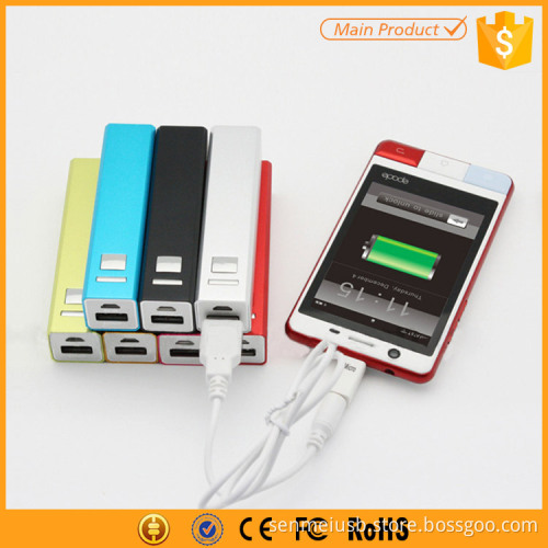 Aluminum Square Tube Powerbanks Portable Power Bank 2600mAh